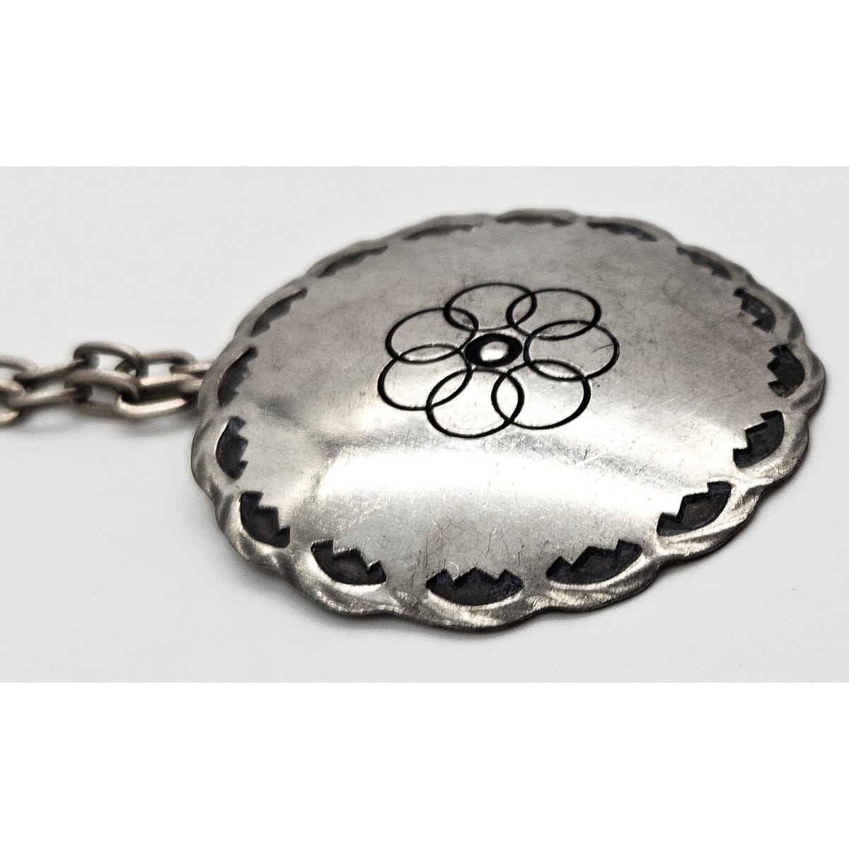 Egg Denmark Jewelry Egg Denmark Large Pewter Viking Shield Pendant Statement Necklace 1960&
