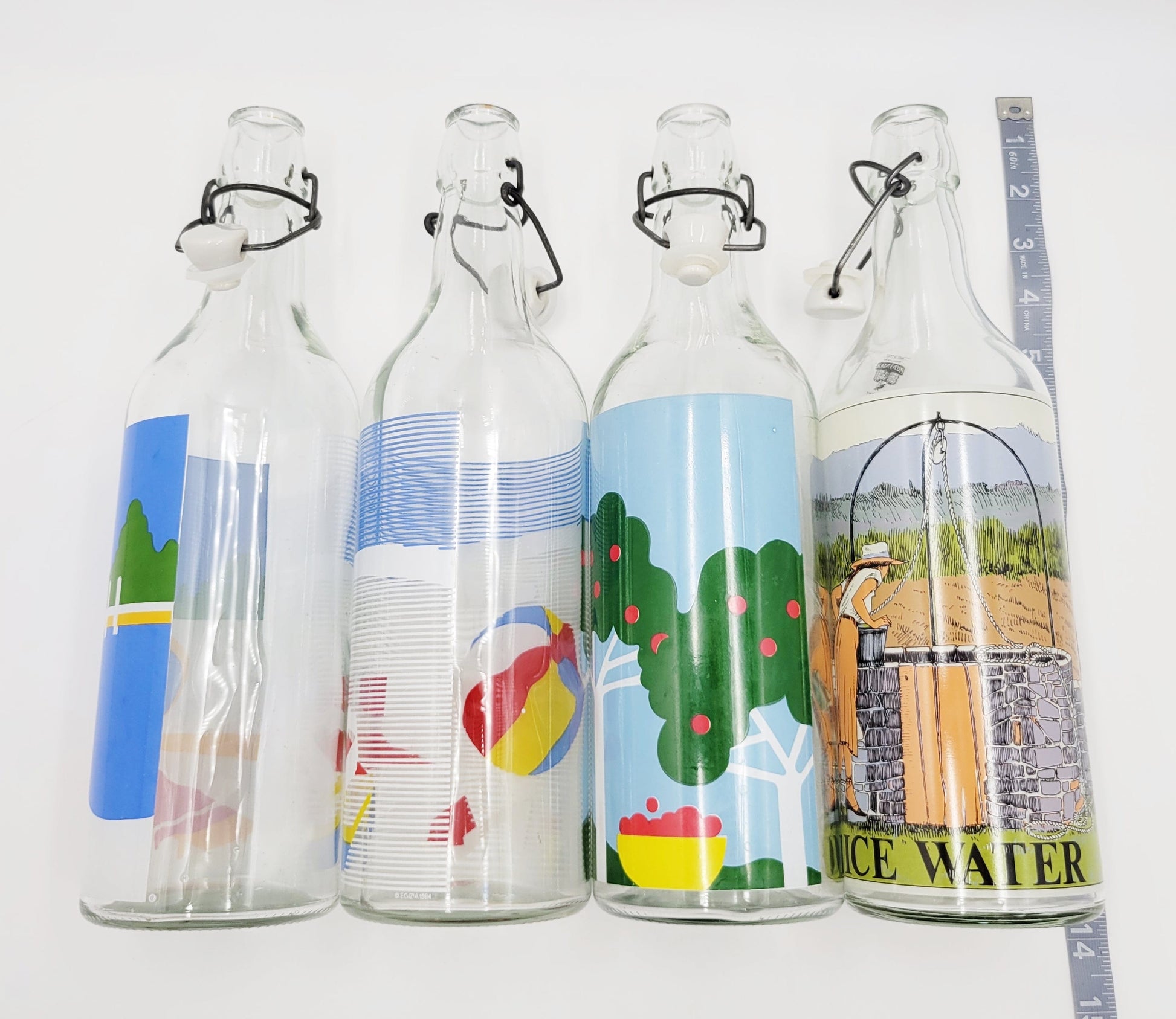 Egizia Italy Barware Set of 4 Large Vintage Water Bottles in Chrome Caddy Egizia Italy