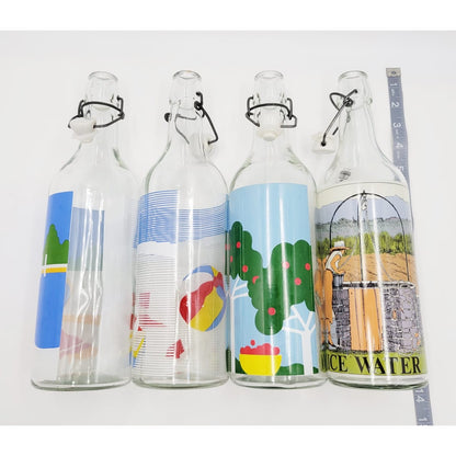 Egizia Italy Barware Set of 4 Large Vintage Water Bottles in Chrome Caddy Egizia Italy
