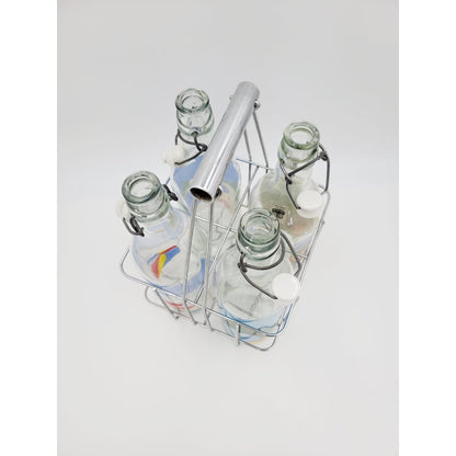 Egizia Italy Barware Set of 4 Large Vintage Water Bottles in Chrome Caddy Egizia Italy