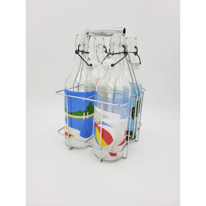Egizia Italy Barware Set of 4 Large Vintage Water Bottles in Chrome Caddy Egizia Italy
