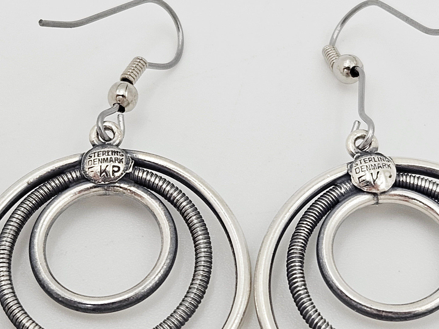 Eivind Knud Petersen Earrings Eivind Knud Petersen Denmark Sterling  Kinetic Circles Dangle Earrings 1950s