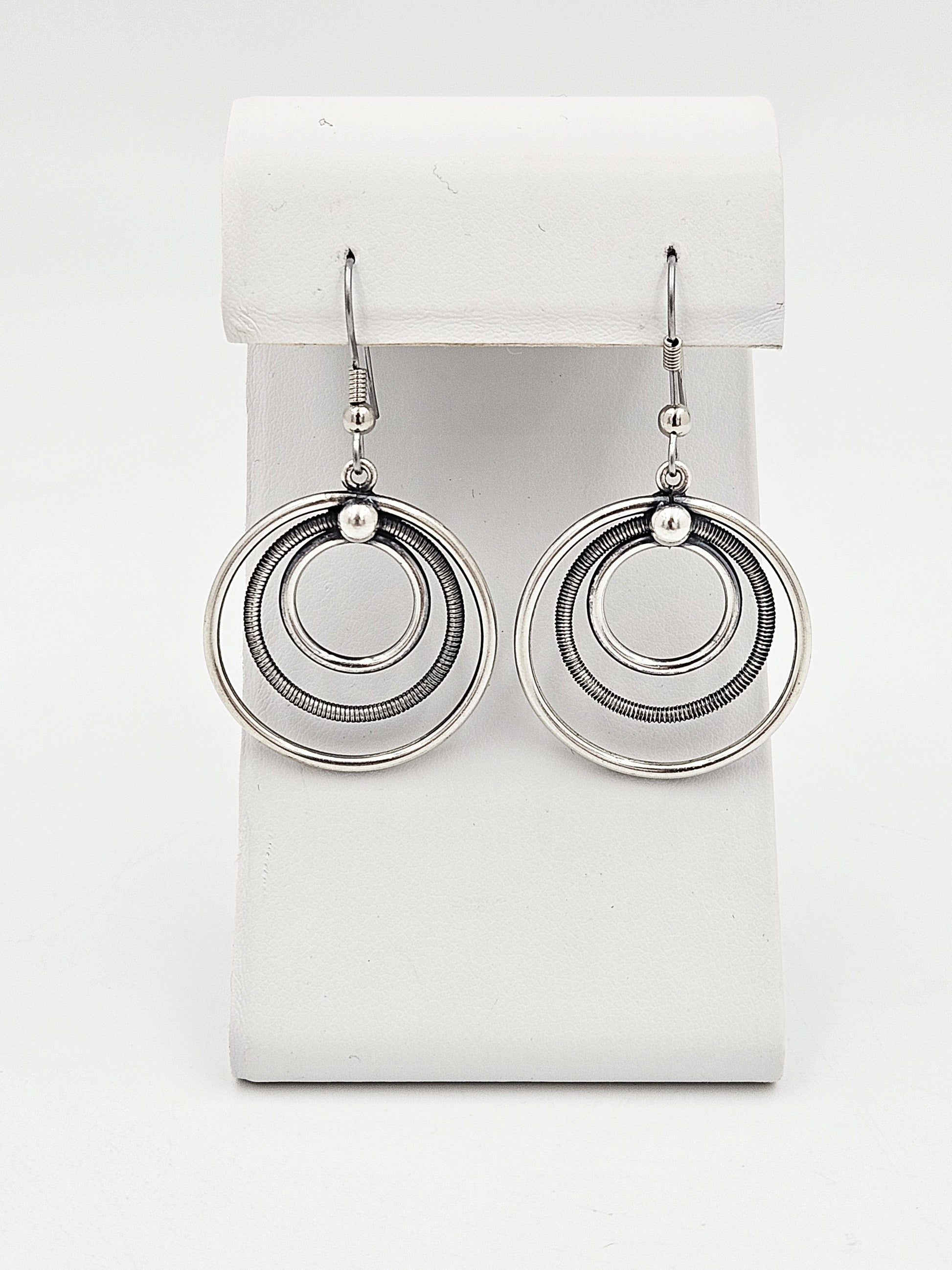 Eivind Knud Petersen Earrings Eivind Knud Petersen Denmark Sterling  Kinetic Circles Dangle Earrings 1950s