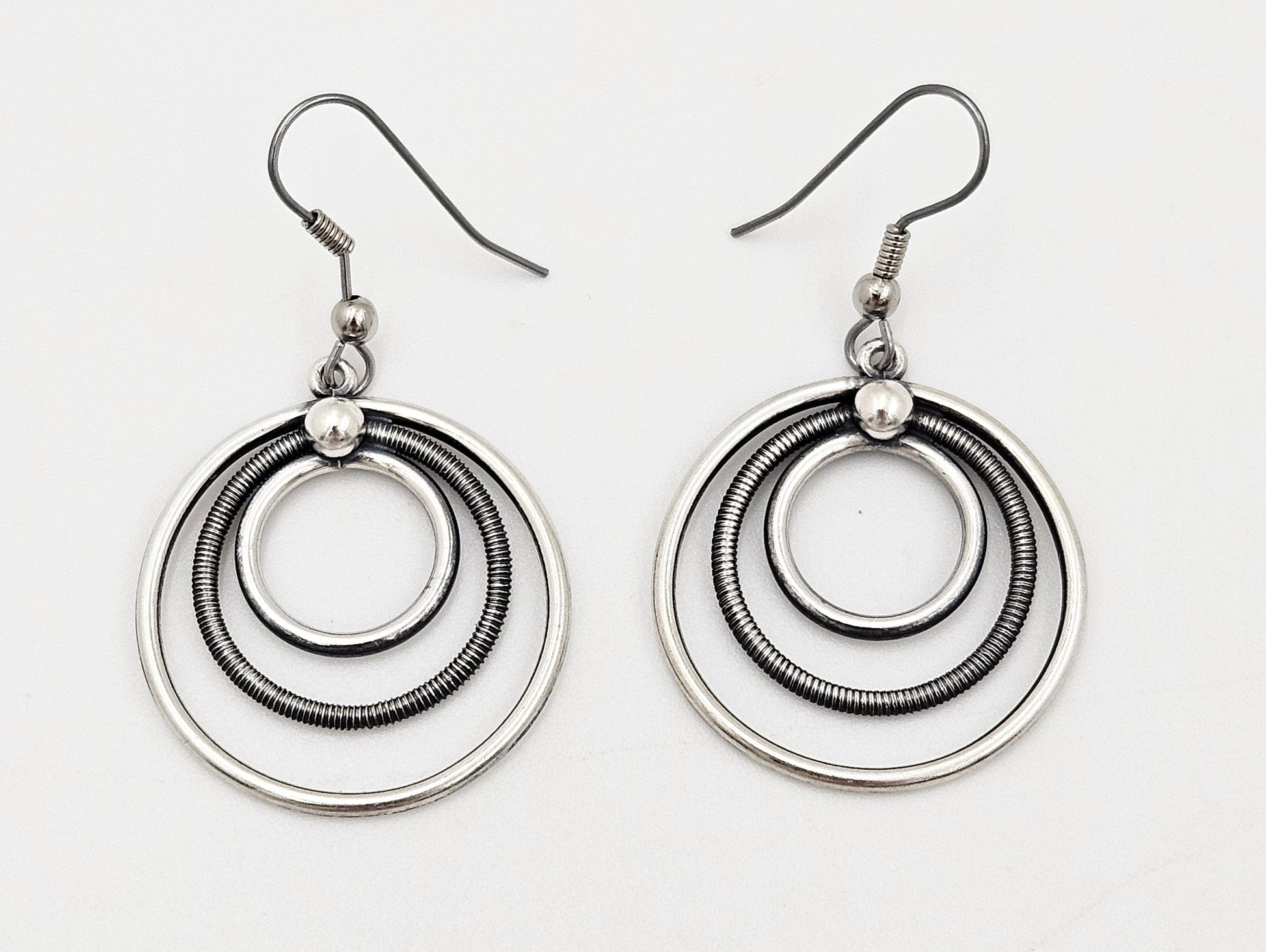 Eivind Knud Petersen Earrings Eivind Knud Petersen Denmark Sterling  Kinetic Circles Dangle Earrings 1950s