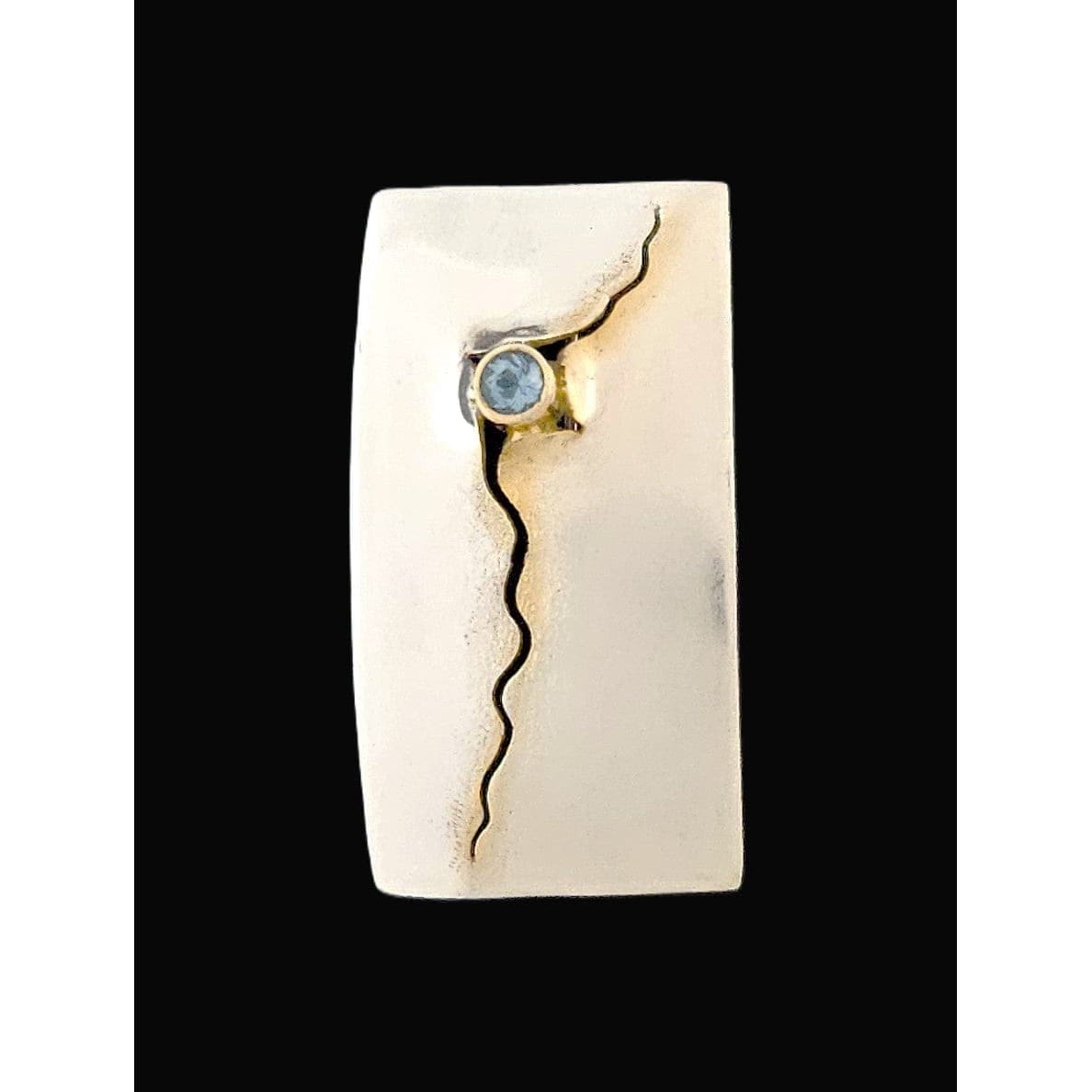 Elizabeth Prior Jewelry Elizabeth Prior Sterling 14K Blue Topaz Modernist Brooch 1990s