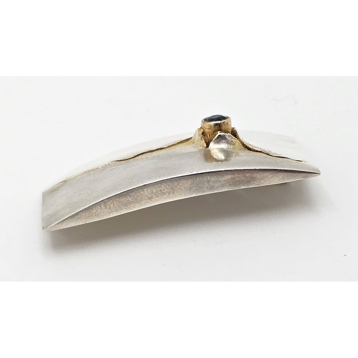 Elizabeth Prior Jewelry Elizabeth Prior Sterling 14K Blue Topaz Modernist Brooch 1990s