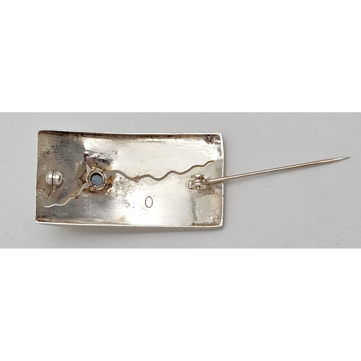 Elizabeth Prior Jewelry Elizabeth Prior Sterling 14K Blue Topaz Modernist Brooch 1990s