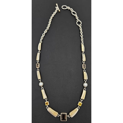 Elizabeth Prior Jewelry Superb Elizabeth Prior Sterling 14k Citrine Quartz Modernist Runway Necklace