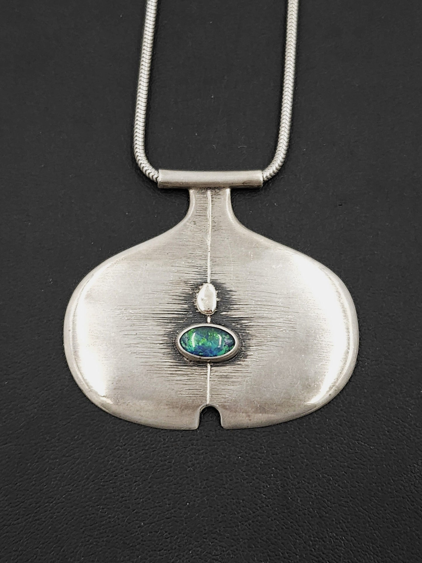 Emiliano Céliz Jewelry Ultra Rare! Emiliano Céliz Modernist Sterling + 18k Gold + Aussie Opal Necklace