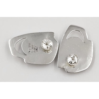 Erika Hult de Corral "Ric" Jewelry Artisan Erika Hult de Corral "Ric" Taxco Sterling Onyx Modernist Earrings 1980s