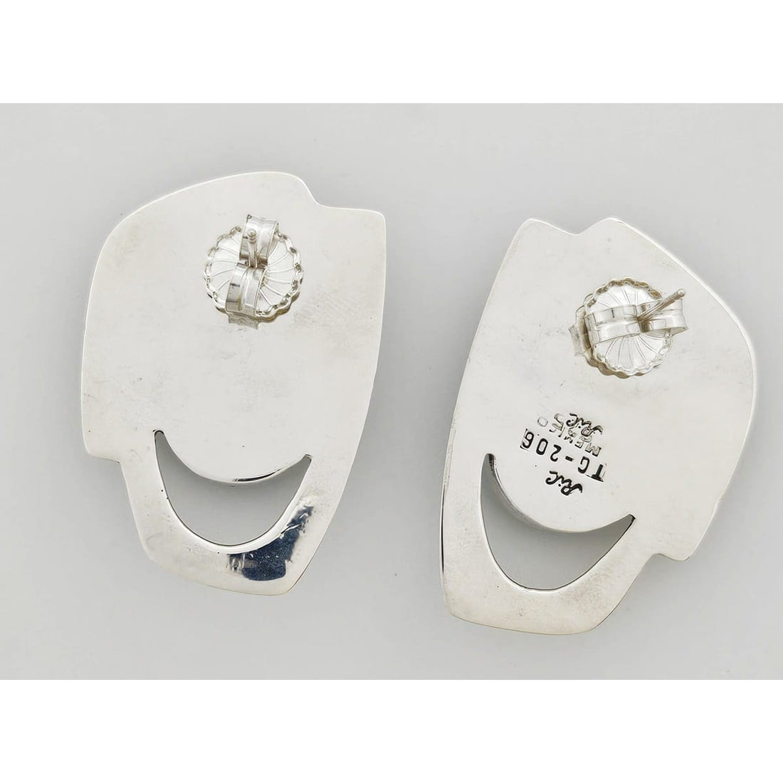 Erika Hult de Corral "Ric" Jewelry Erika Hult de Corral "Ric" Taxco Sterling Malachite Modernist Earrings 1980s