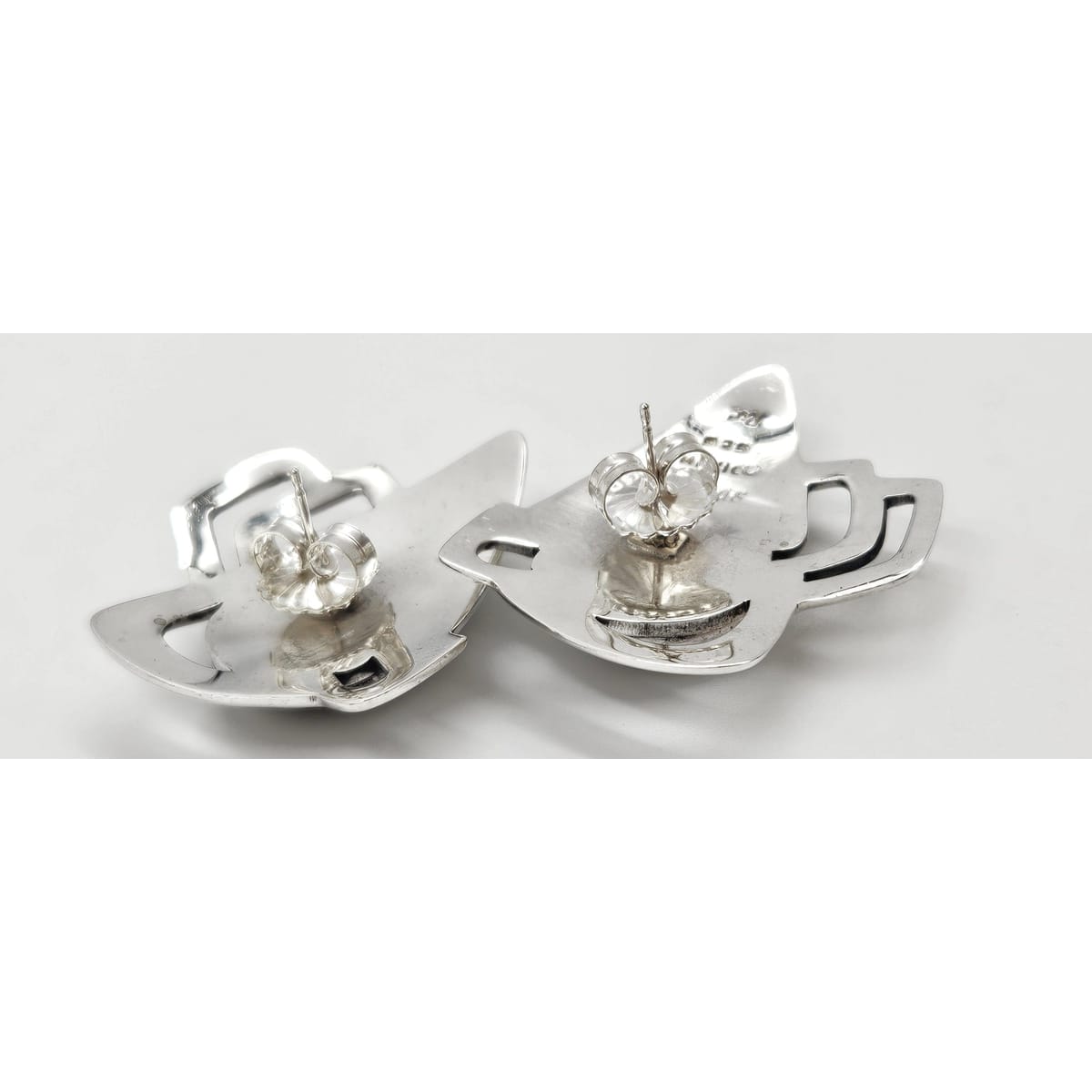 Erika Hult de Corral "Ric" Jewelry Erika Hult de Corral "Ric" Taxco Sterling Onyx Abstract Modernist Earrings 80s