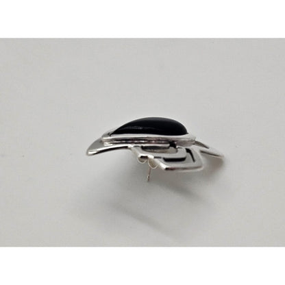 Erika Hult de Corral "Ric" Jewelry Erika Hult de Corral "Ric" Taxco Sterling Onyx Abstract Modernist Earrings 80s