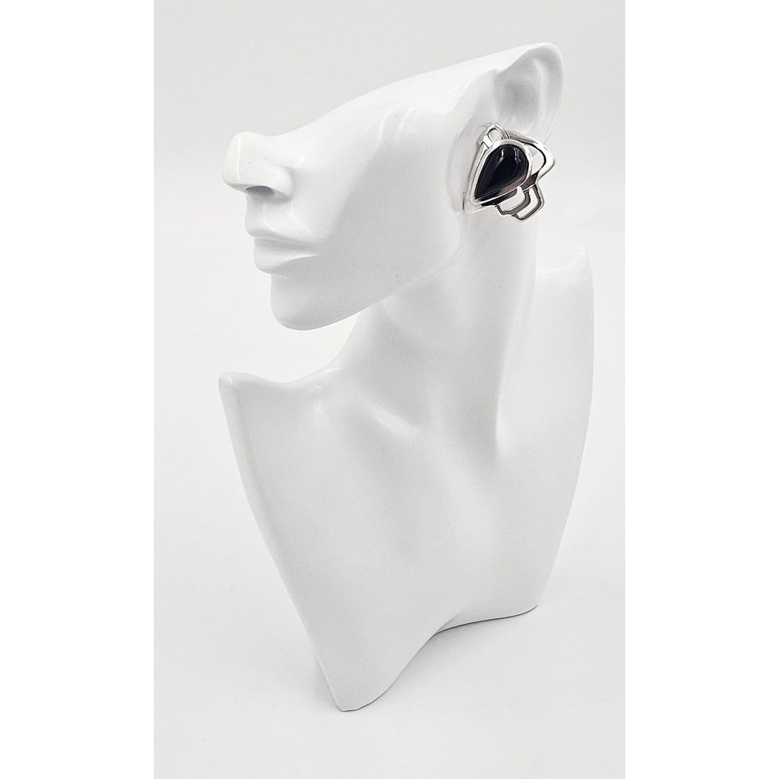 Erika Hult de Corral "Ric" Jewelry Erika Hult de Corral "Ric" Taxco Sterling Onyx Abstract Modernist Earrings 80s