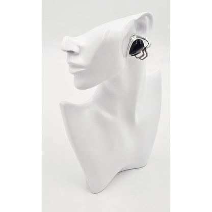 Erika Hult de Corral "Ric" Jewelry Erika Hult de Corral "Ric" Taxco Sterling Onyx Abstract Modernist Earrings 80s