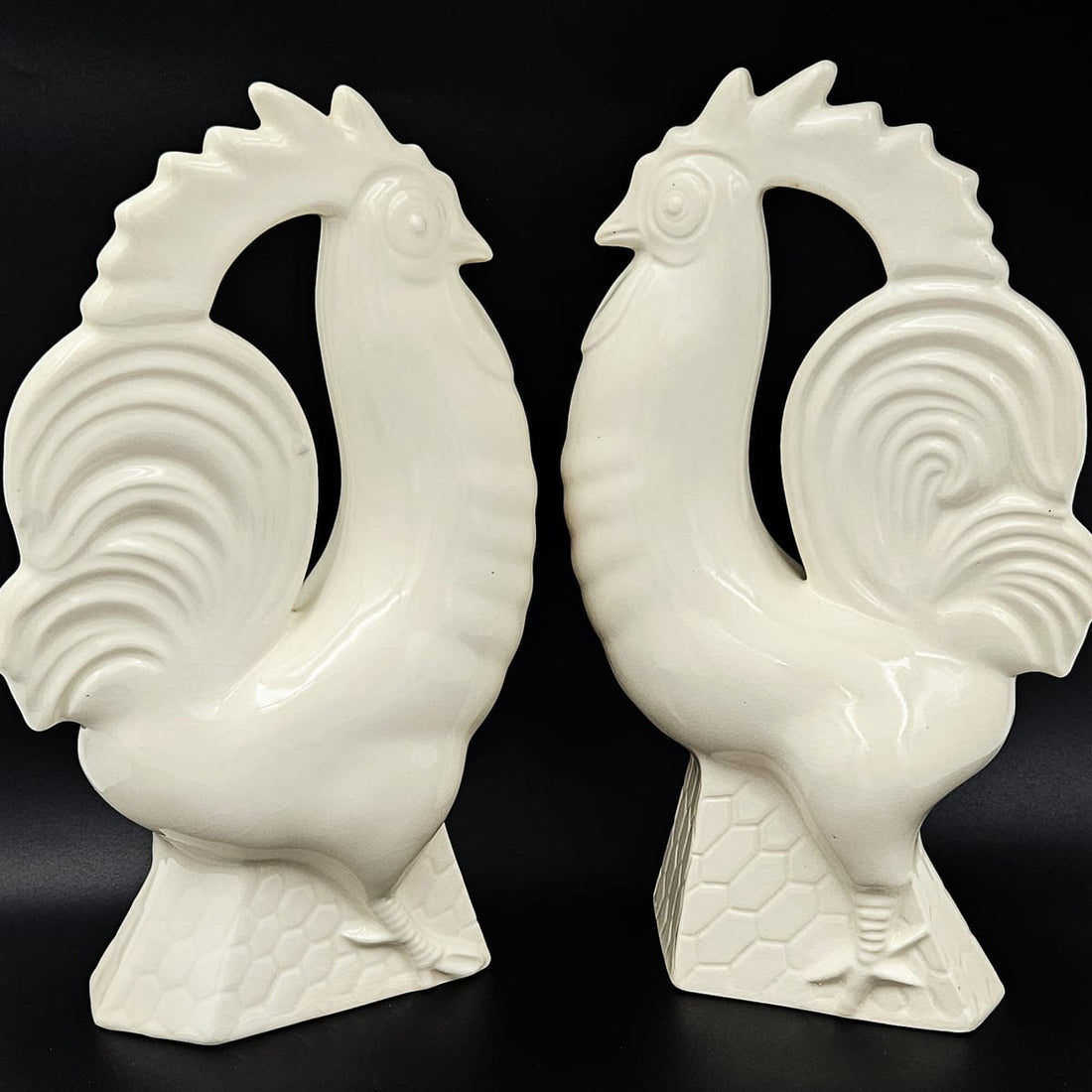Erphila Bookends Vintage French Country Style Erphila Cream Colored Ceramic Rooster Bookends