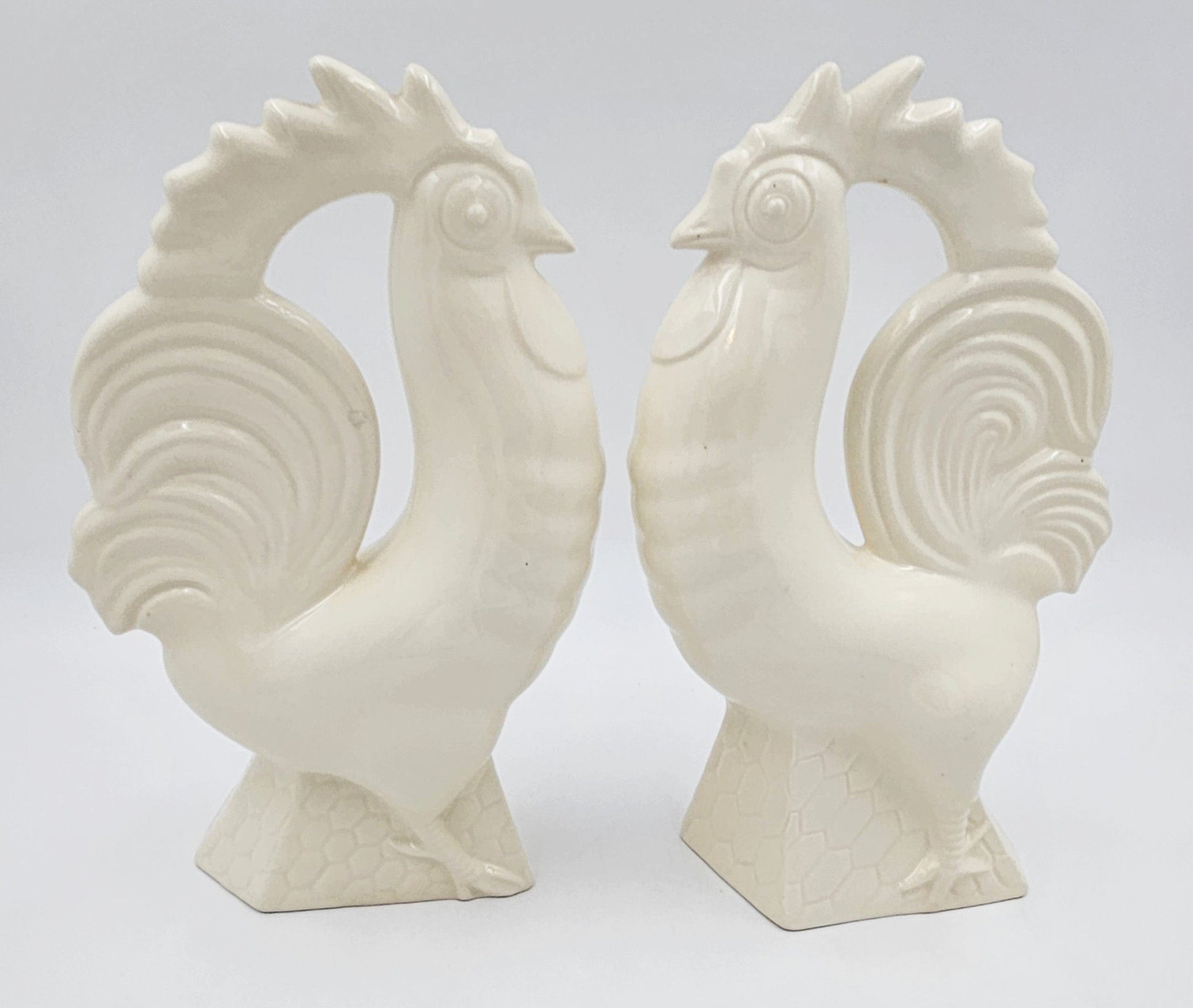 Erphila Italy Bookends Ceramic Rooster Bookends