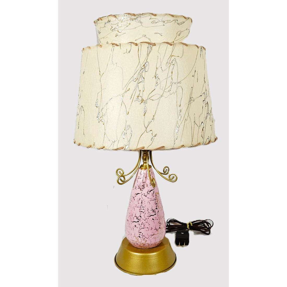 Falkenstein Atomic Lamp Lighting MCM Falkenstein Pink &amp; Gold Retro Atomic Table Lamp w Original Shade