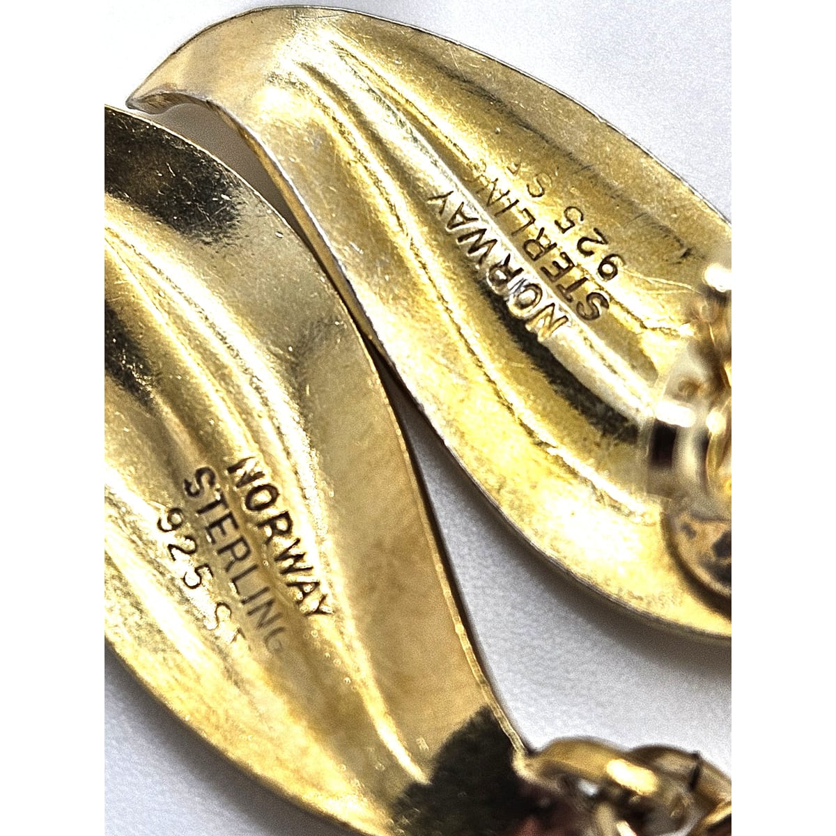 Finn Jensen Jewelry Rare Finn Jensen Gilt Sterling &amp; Enamel Bracelet + Earrings Set Circa 1950s