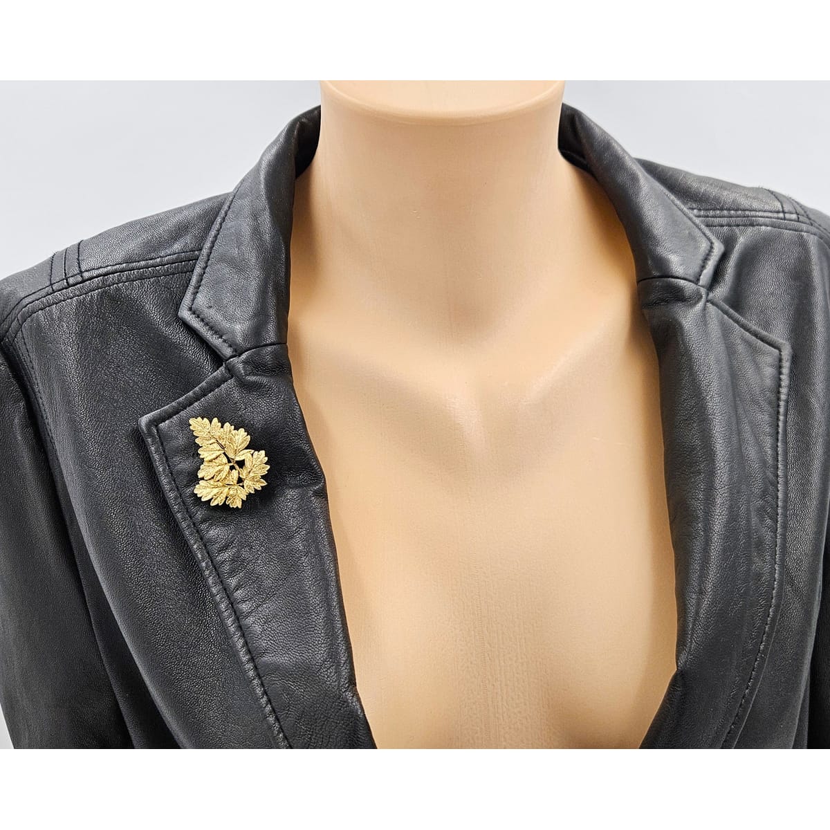 Flora Danica Jewelry Flora Danica Denmark 24K Gold Sterling Leaf Brooch Pin Pendant Circa 1950s