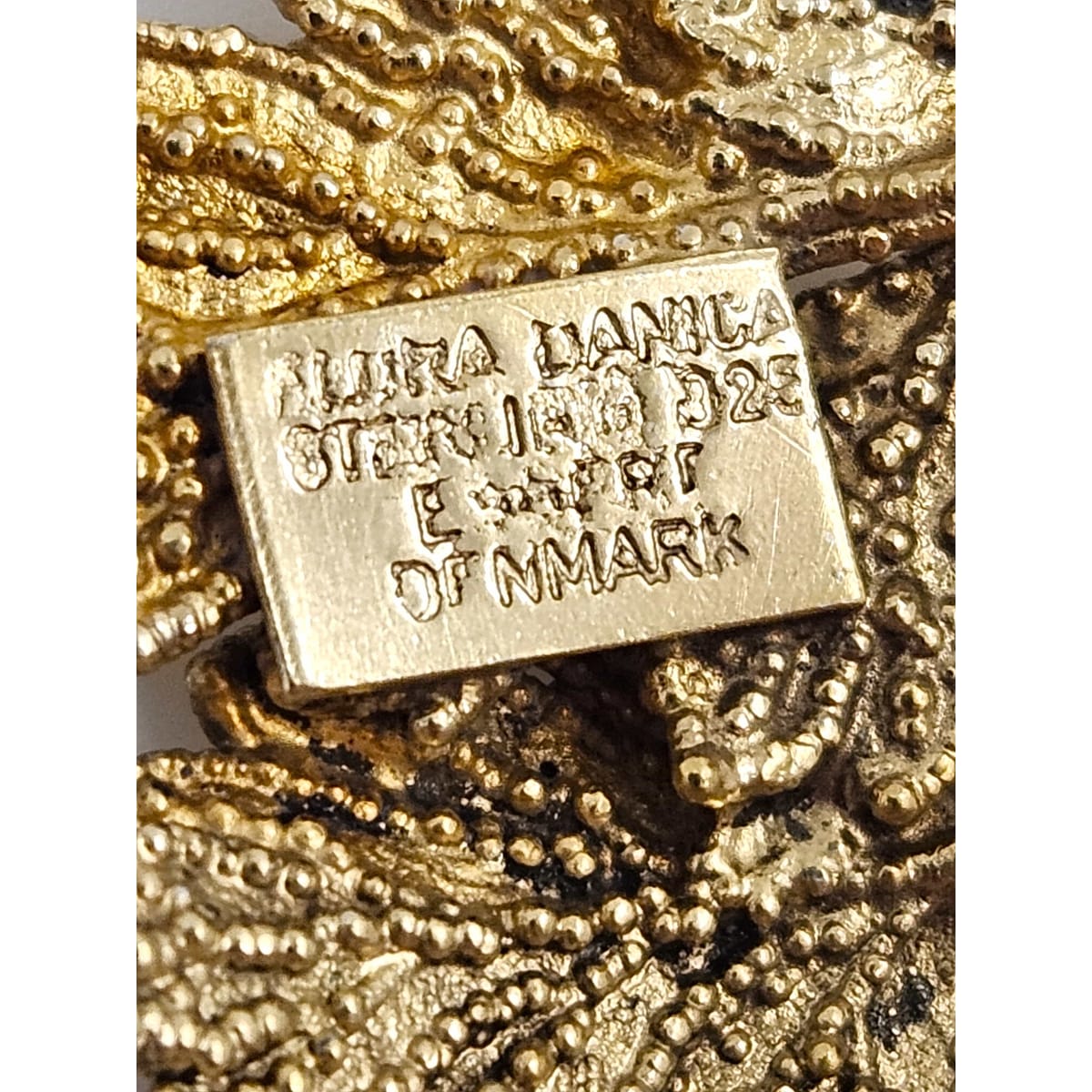 Flora Danica Jewelry Flora Danica Denmark 24K Gold Sterling Leaf Brooch Pin Pendant Circa 1950s