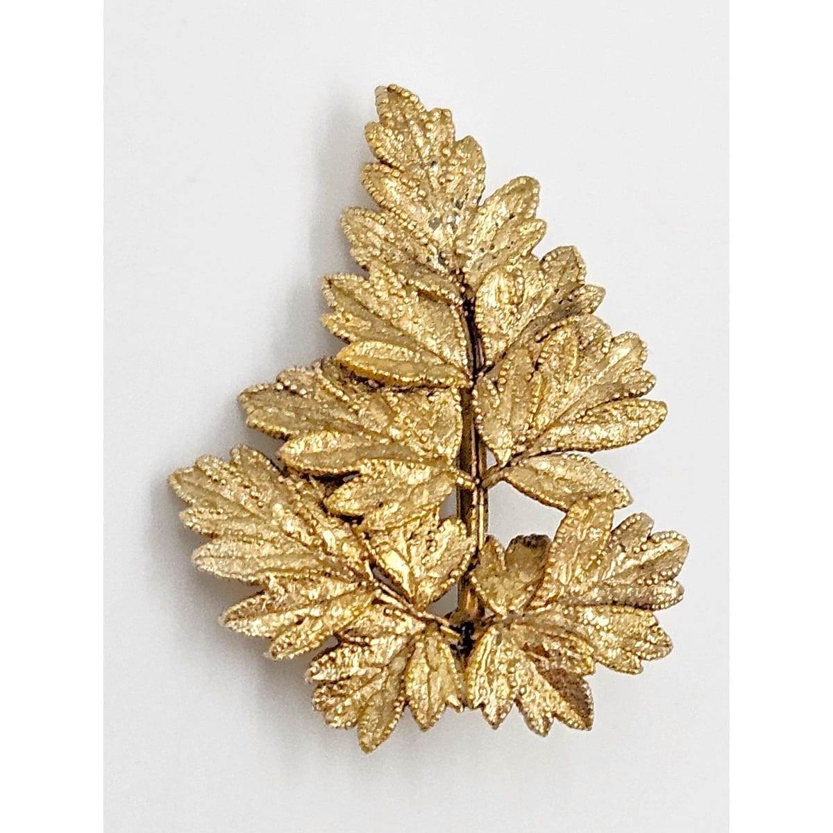 Flora Danica Jewelry Flora Danica Denmark 24K Gold Sterling Leaf Brooch Pin Pendant Circa 1950s