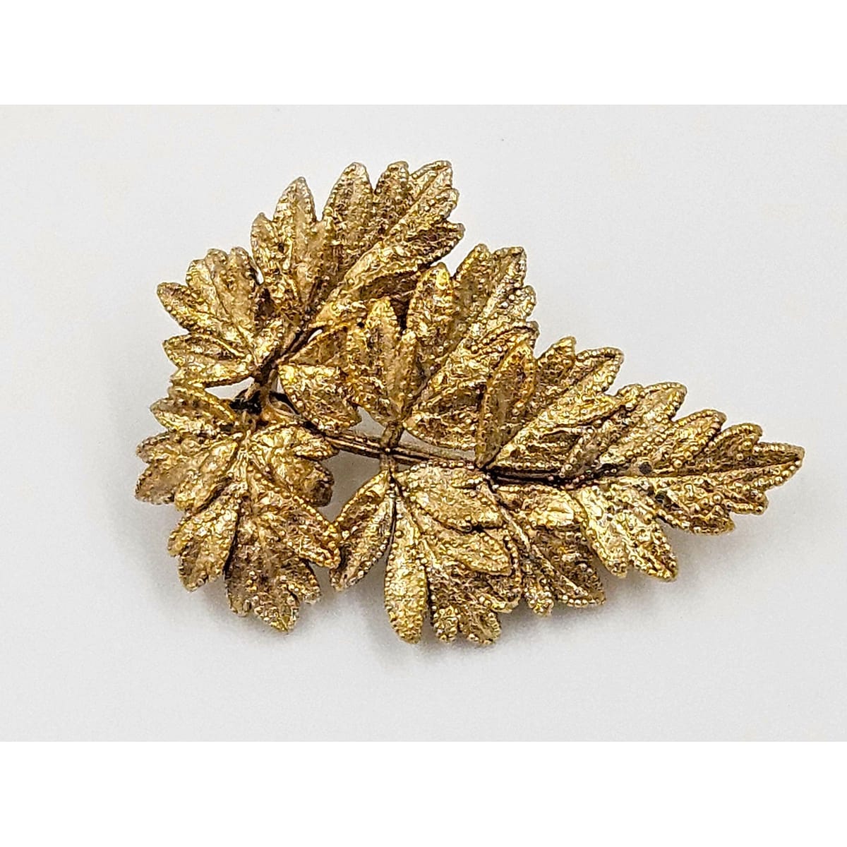 Flora Danica Jewelry Flora Danica Denmark 24K Gold Sterling Leaf Brooch Pin Pendant Circa 1950s