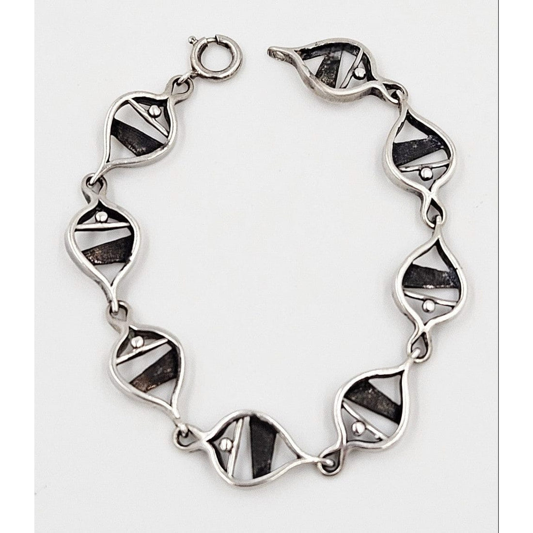 Franz Scheurle Jewelry Franz Scheurle Germany Sterling Abstract Modernist Links Bracelet Circa 1960&