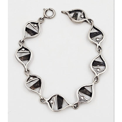 Franz Scheurle Jewelry Franz Scheurle Germany Sterling Abstract Modernist Links Bracelet Circa 1960&