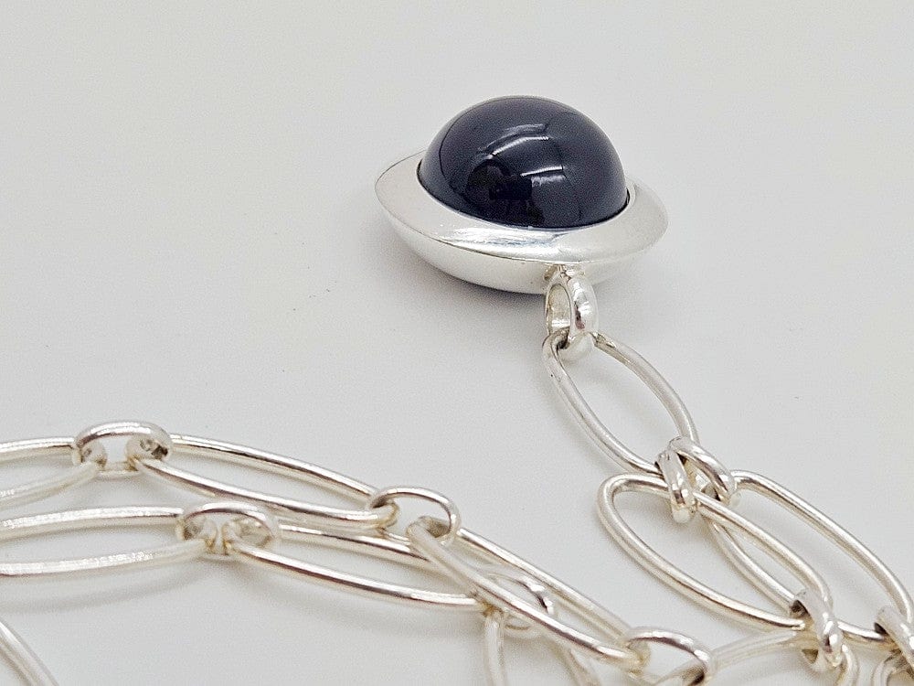 Frede Bonnichsen Jewelry Frede Bonnichsen Denmark Sterling + Glass Modernist Necklace C. 1980/90s