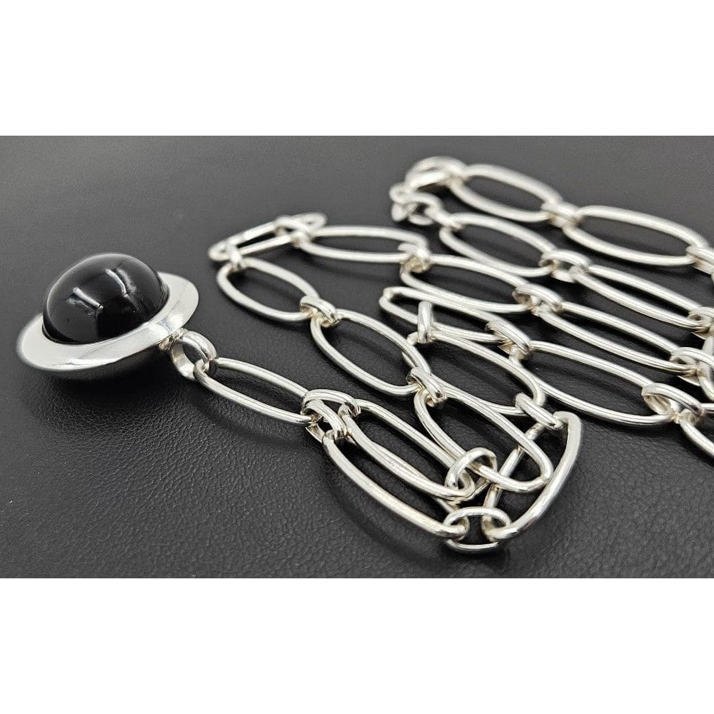 Frede Bonnichsen Jewelry Frede Bonnichsen Denmark Sterling + Glass Modernist Necklace C. 1980/90s