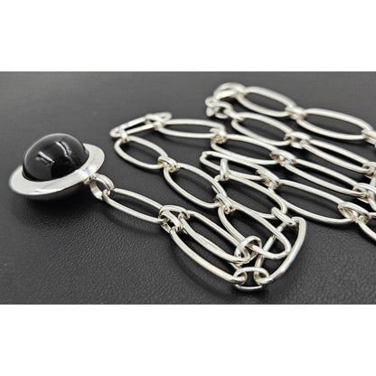 Frede Bonnichsen Jewelry Frede Bonnichsen Denmark Sterling + Glass Modernist Necklace C. 1980/90s