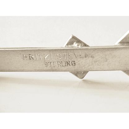 Fritzi Stevens Jewelry NYC Designer Fritzi Stevens Sterling Silver Modernist Brooch Lapel Pin C1950&