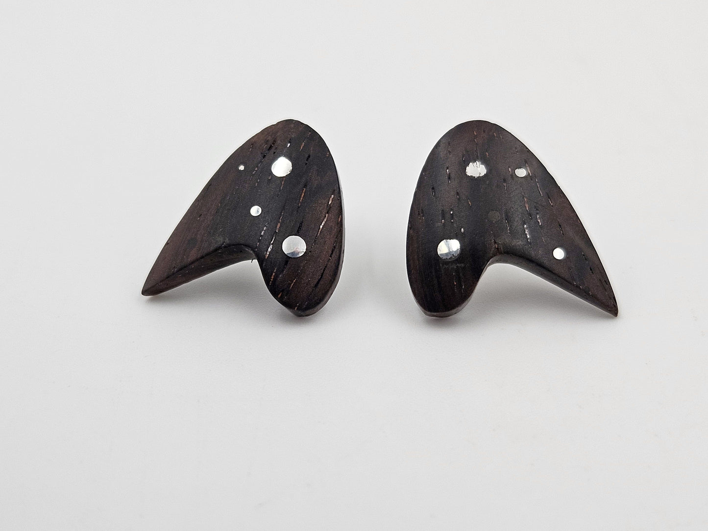 G & JK Denmark Jewelry G & JK Denmark Sterling and Wood Atomic Retro Modernist Earrings