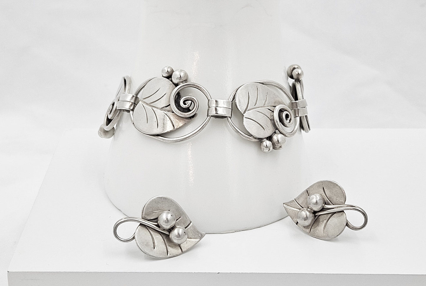 Georg Jensen Jewelry Georg Jensen Sterling Bracelet & Earrings Demi Parure Set 1950s