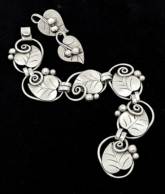 Georg Jensen Jewelry Georg Jensen Sterling Bracelet & Earrings Demi Parure Set 1950s