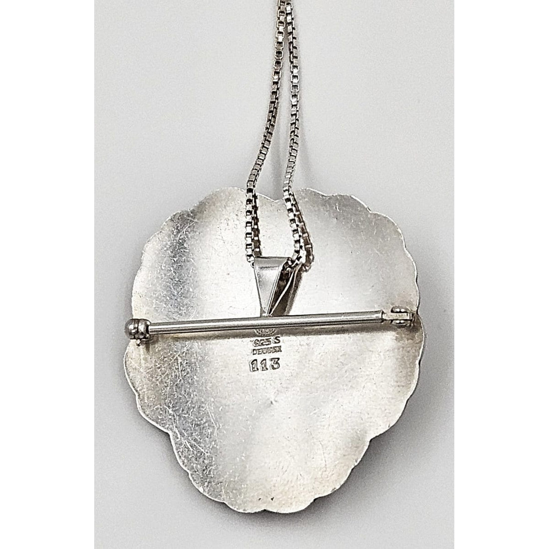 Georg Jensen Jewelry MCM Georg Jensen Sterling Moonstone Deco Flower Pin Pendant Necklace 