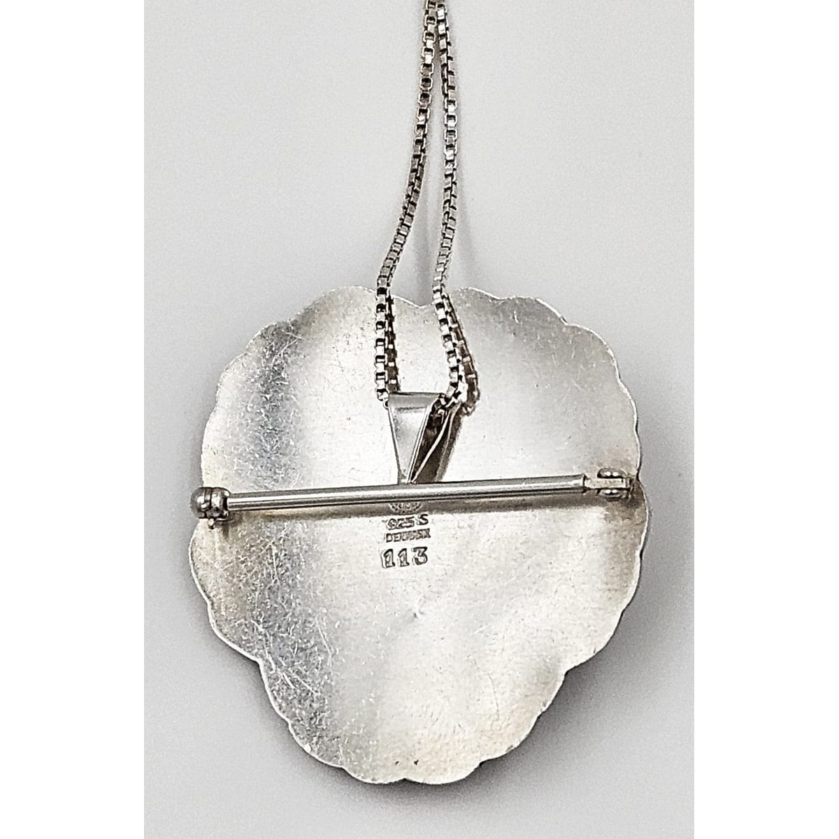 Georg Jensen Jewelry MCM Georg Jensen Sterling Moonstone Deco Flower Pin Pendant Necklace 
