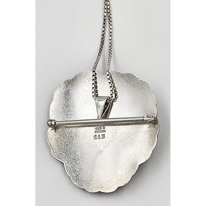 Georg Jensen Jewelry MCM Georg Jensen Sterling Moonstone Deco Flower Pin Pendant Necklace 