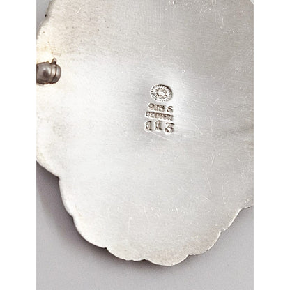 Georg Jensen Jewelry MCM Georg Jensen Sterling Moonstone Deco Flower Pin Pendant Necklace 