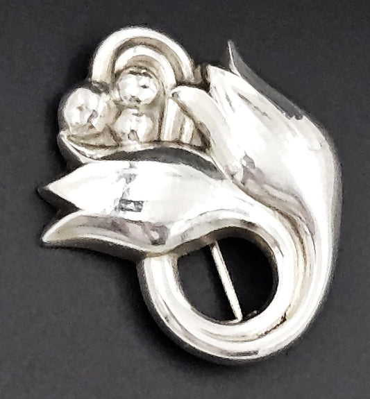 Georg Jensen Jewelry Superb Danish Georg Jensen Sterling Art Deco Tulip Flower #100A Brooch 50s