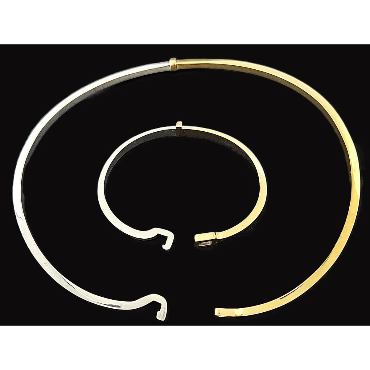 Georg Jensen Jewelry Superb Georg Jensen Sterling+Gold Modernist Neck Ring + Bangle Set 80/90s
