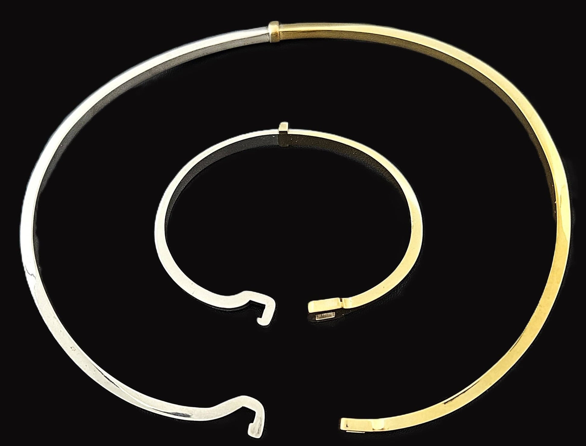 Georg Jensen Jewelry Superb Georg Jensen Sterling+Gold Modernist Neck Ring + Bangle Set 80/90s