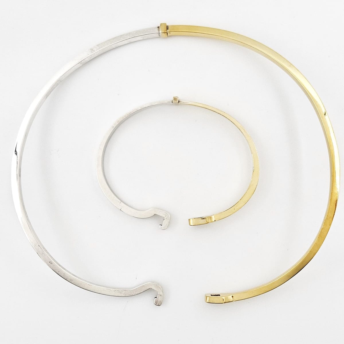 Georg Jensen Jewelry Superb Georg Jensen Sterling+Gold Modernist Neck Ring + Bangle Set 80/90s
