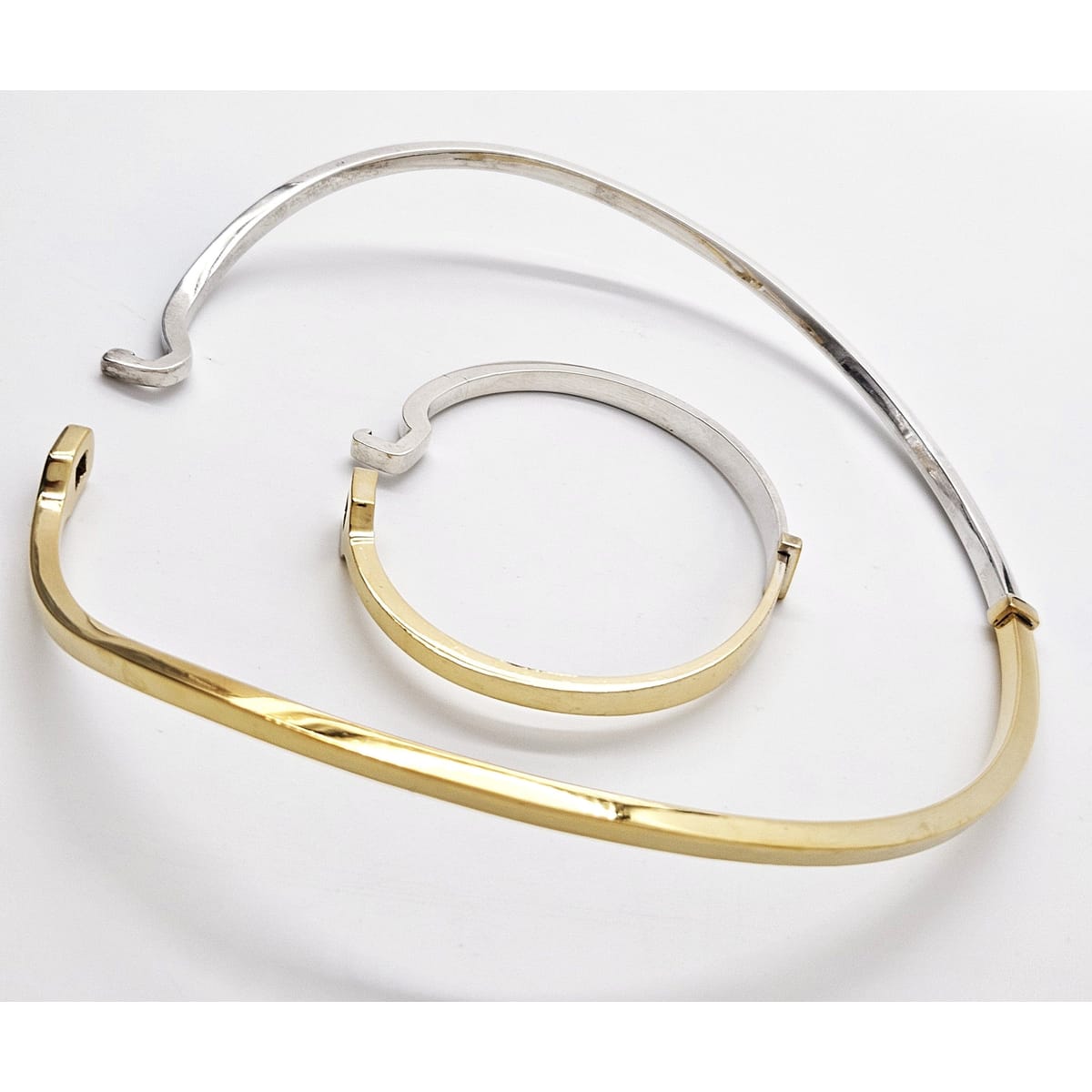 Georg Jensen Jewelry Superb Georg Jensen Sterling+Gold Modernist Neck Ring + Bangle Set 80/90s