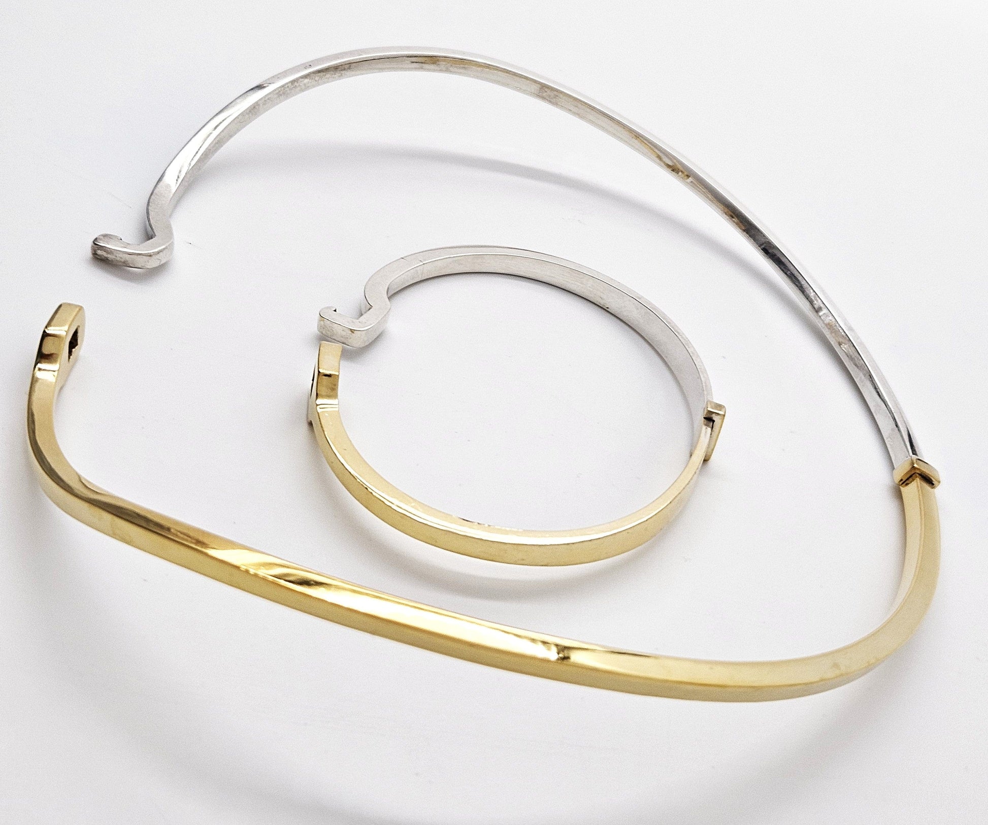 Georg Jensen Jewelry Superb Georg Jensen Sterling+Gold Modernist Neck Ring + Bangle Set 80/90s