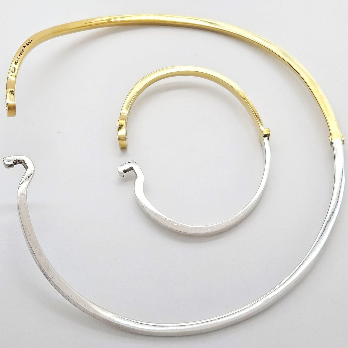 Georg Jensen Jewelry Superb Georg Jensen Sterling+Gold Modernist Neck Ring + Bangle Set 80/90s