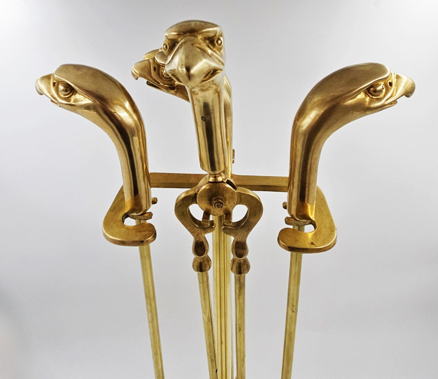 George Nelson Howard Miller Fireplace Tools MCM  Brass American Bald Eagle Fireplace Tools