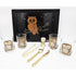 Georges Briard Serveware Georges Briard 22k Gold DOF Owl Glassware Set w/ Couroc Owl Tray Circa 1960&