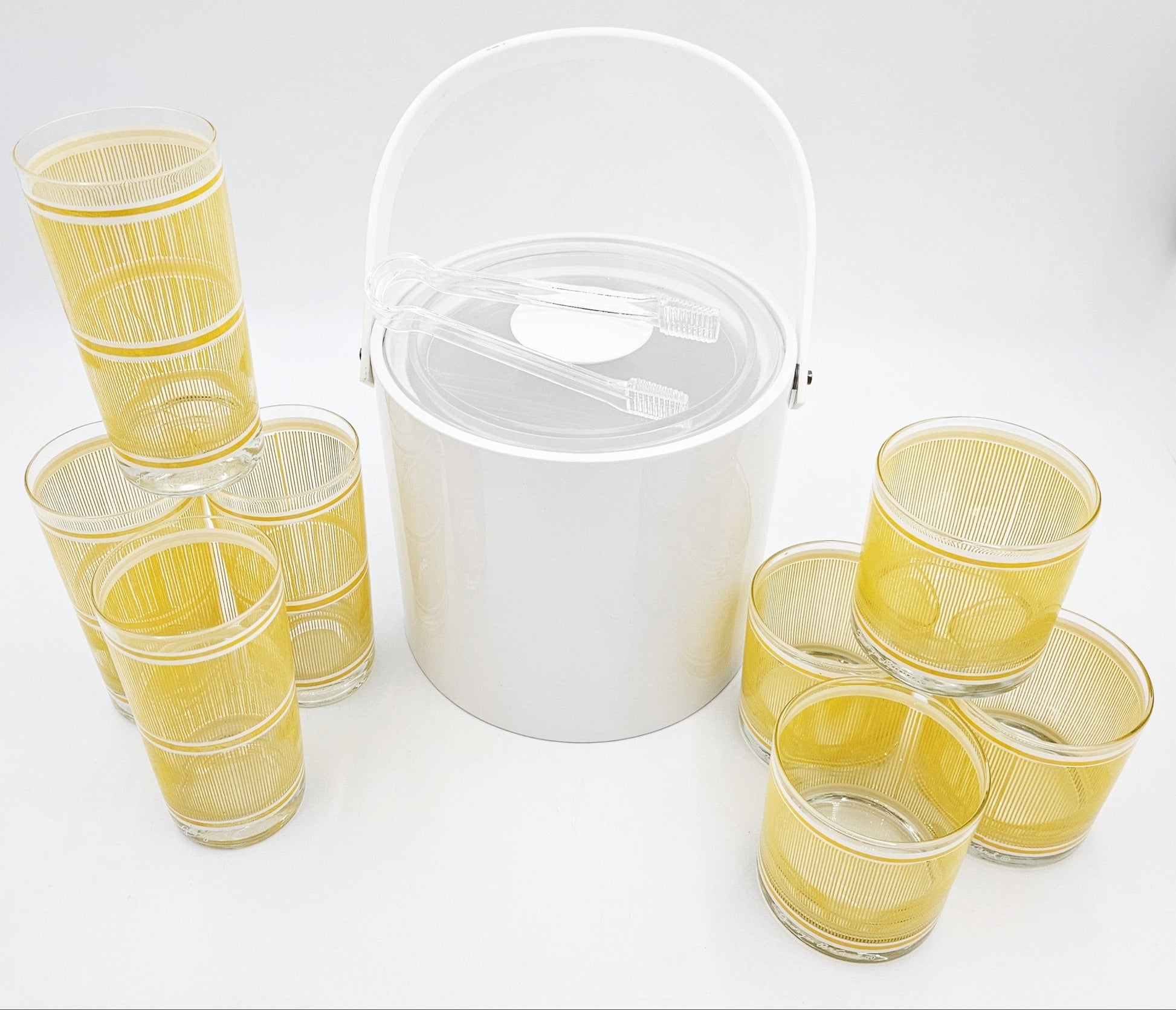 Georges Briard Serveware Georges Briard Yellow & White Icicles Barware Set